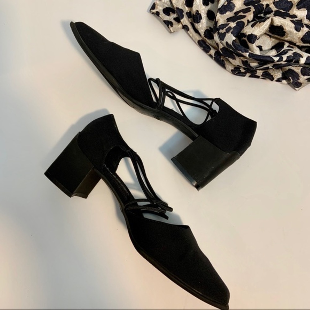 Stuart Madeline Black Square Toed Heels Size 8.5